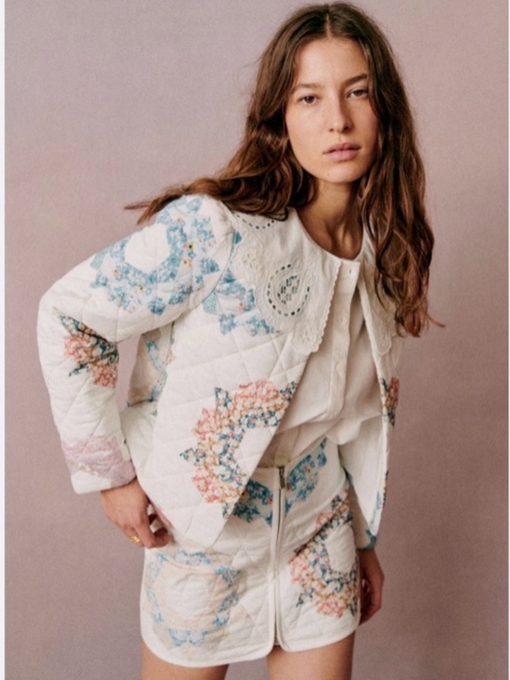 RARE EMERSON JACKET - SÉZANE X SEA Floral Patchwork Quilted Women's Jacket